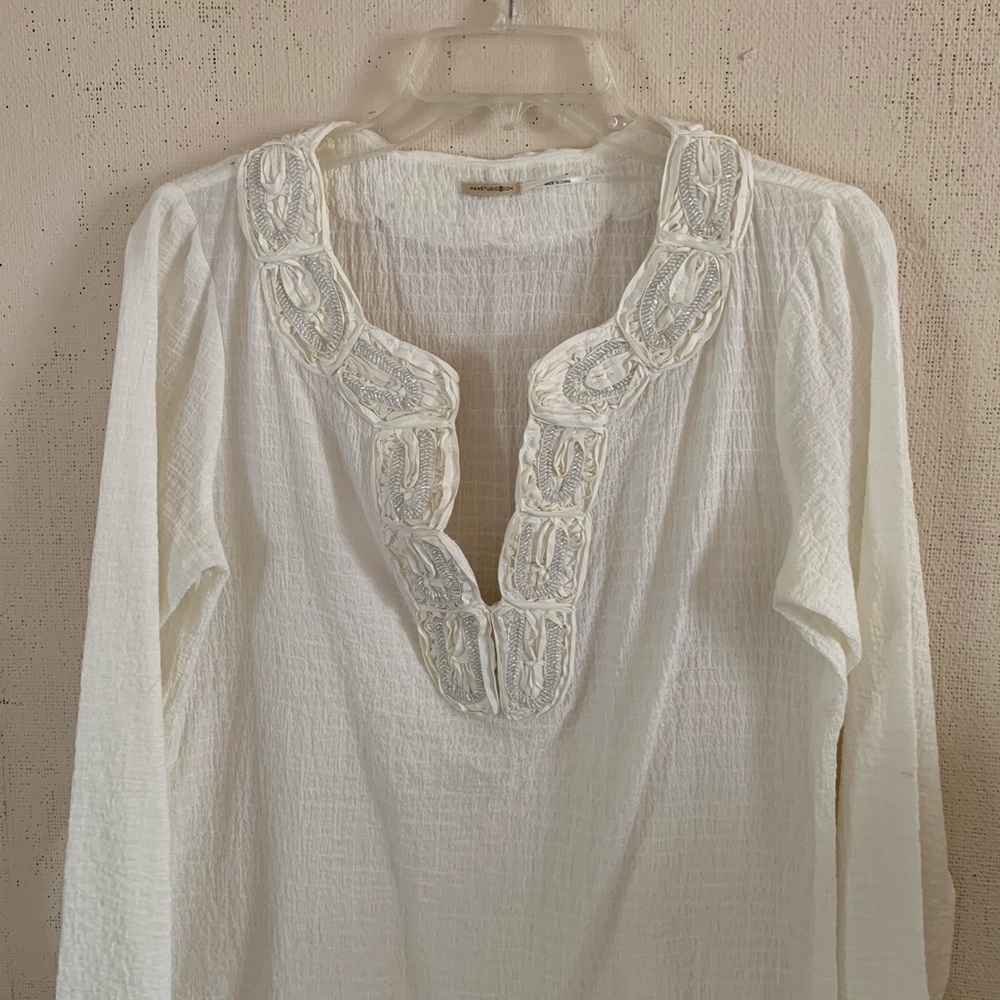 Max Studio Beaded Split-Neck Tunic - image 3